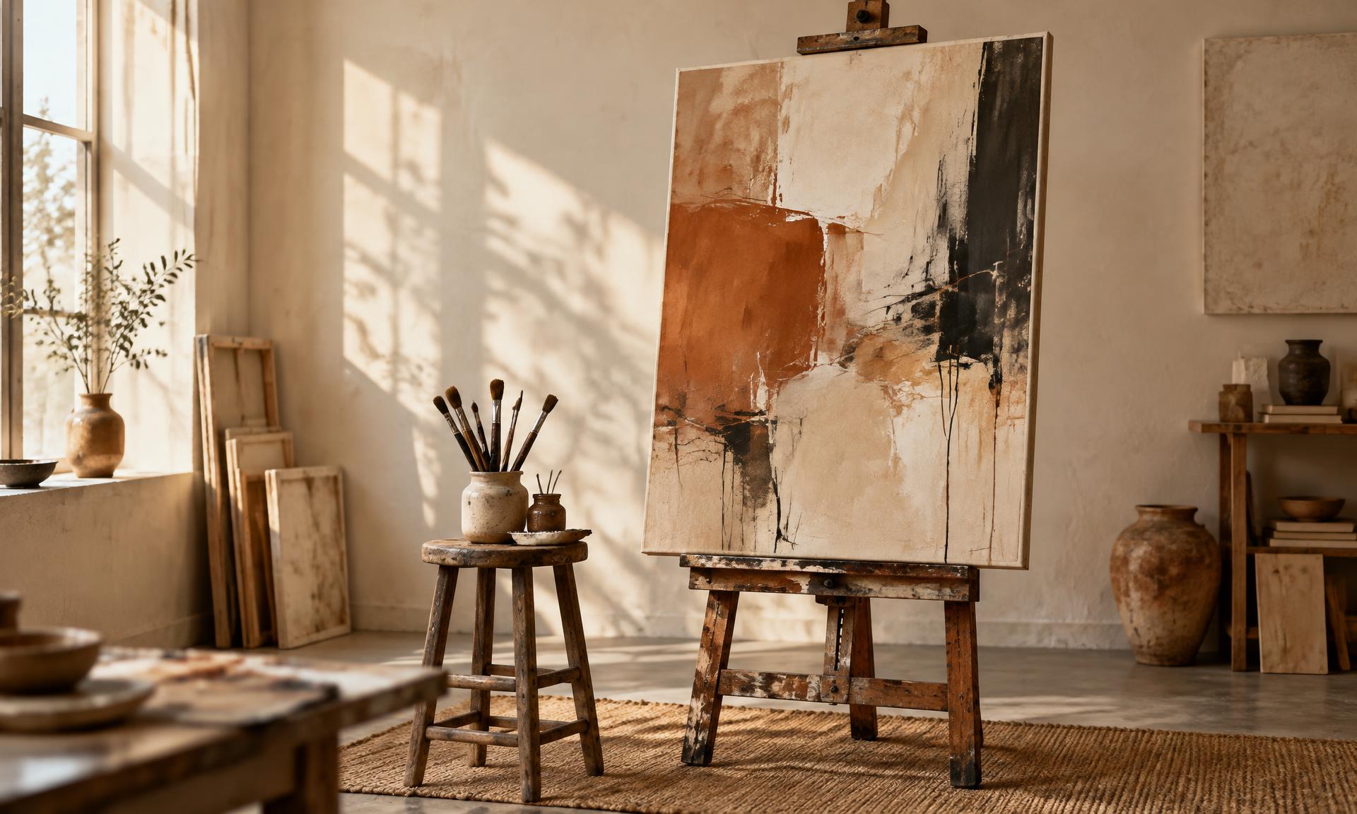 A painter's studio in soft morning light